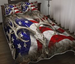 343THHHT-HUNTING AMERICAN FLAG QUILT BED SET