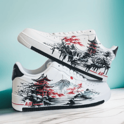 custom casual shoes white black luxury fashion inspire sneakers AF1 handpainted personalized gift Japan wearable art