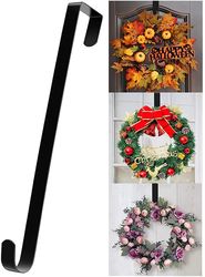 Metal Over The Door Wreath Hanger: Single Hook for Halloween, Christmas, Easter Decorations - Front Door Ornament Holder