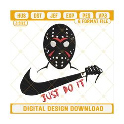 Jason Voorhees Just Do It Embroidery Designs, Jason Halloween Embroidery Design File.jpg