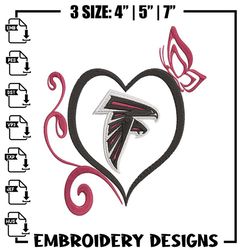 Atlanta Falcons Heart embroidery design, Falcons embroidery, NFL embroidery, sport embroidery, embroidery design,Embroid