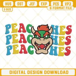 Bowser Peaches Embroidery Design, Super Mario Peaches Song Embroidery File.jpg