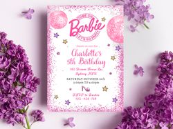 Barbie Birthday Invitation Download for Print or Text 5x7, Editable Digital Barbie Printable Invite Templa