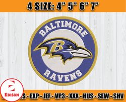 Ravens Embroidery, NFL Ravens Embroidery, NFL Machine Embroidery Digital, 4 sizes Machine Emb Files -11-Edison