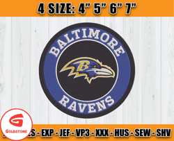 Ravens Embroidery, NFL Ravens Embroidery, NFL Machine Embroidery Digital, 4 sizes Machine Emb Files -25-Goldstone