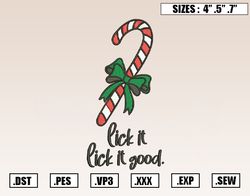 Lick It Lick It Good Christmas Embroidery Designs, Christmas Embroidery Design File Instant Download