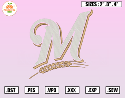 Milwaukee Brewers Embroidery Designs, MLB Logo Embroidery Files, Machine Embroidery Design File, Digital Download