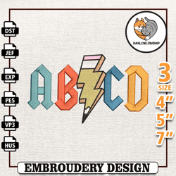 ABCD Pencil Embroidery Designs, Back To School Embroidery, High School Embroidery, Funny School Life Embroidery