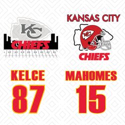 Kansas City Chiefs SVG Bundle, Travis Kelce SVG, Mahomes SVG, Chiefs Football Helmet