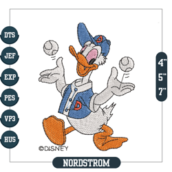 Baseball Player Donald Duck Embroidery