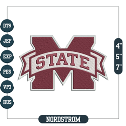 NCAA Logo Embroidery Designs, Mississippi State Bulldogs Embroidery Files, NCAA Mississippi, Machine Embroidery Designs