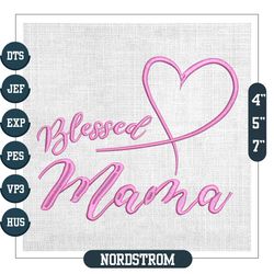 Blessed Mama Pink Heart Mother Day Embroidery