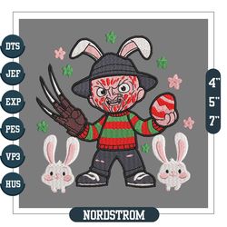 Horror Killer Freddy Krueger Easter Bunny Embroidery