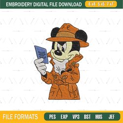 Detective Mickey Mouse Embroidery Design File