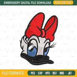 Red Bow Daisy Duck Head Embroidery