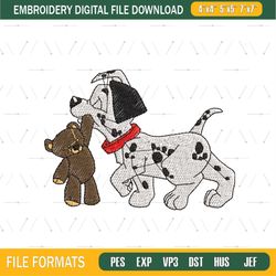 Dalmatian Puppy and Bear Embroidery