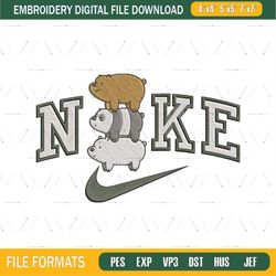 Nike Bare Bears Embroidery Design File Nike Embroidery