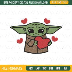 Baby Yoda With Heart Embroidery Designs