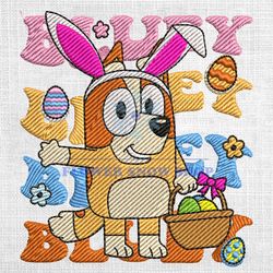 Bluey Family Happy Easter Eggs Basket Embroidery