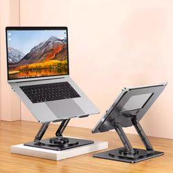 Adjustable Computer Stand with 360 degrees Rotating Base, Foldable Portable Laptop iPad Stand
