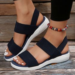 Sport Sandals Strap Elastic Soft Sole Casual Sandals, Summer Open Toe Walking Shoes Sneakers