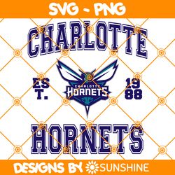 Charlotte Hornets est 1988 Svg, Charlotte Hornets Svg, NBA Team SVG, America Basketball Team Svg
