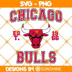 Chicago Bulls est 1960 Svg, Chicago Bulls Svg, NBA Team SVG, America Basketball Team Svg