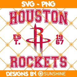 Houston Rockets est 1967 Svg, Houston Rockets Svg, NBA Team SVG, America Basketball Team Svg