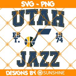 Utah jazz est 1974 Svg, Utah jazz Svg, NBA Team SVG, America Basketball Team Svg