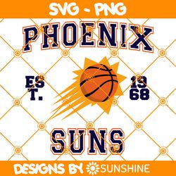 Phoenix Suns est 1968 Svg, Phoenix Suns Svg, NBA Team SVG, America Basketball Team Svg
