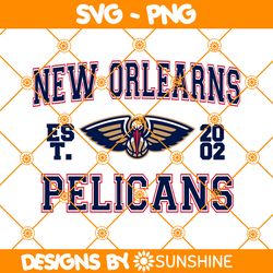 New Orleans Pelicans est 2002 Svg, New Orleans Pelicans Svg, NBA Team SVG, America Basketball Team Svg