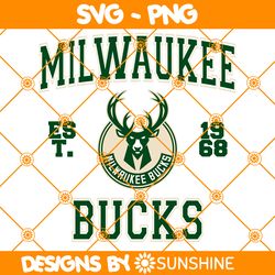 Milwaukee Bucks est 1968 Svg, Milwaukee Bucks Svg, NBA Team SVG, America Basketball Team Svg
