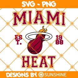 Miami Heat est 1988 Svg, Miami Heat Svg, NBA Team SVG, America Basketball Team Svg