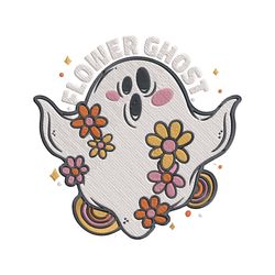 Flower Floral Ghost Halloween Embroidery Design