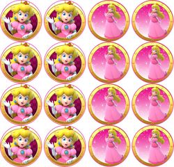 Sugar paper 16 images 2 inches round Princess Peach