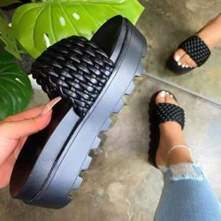 Leather Open Toe Platform Sandals