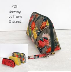Main pouch, PDF sewing pattern, diy, zipper toiletry, glasses case, pencil holder, templates included, jewelry bag