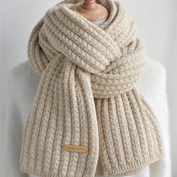 chunky cable knit winter scarf thick warm long wrap for men and women